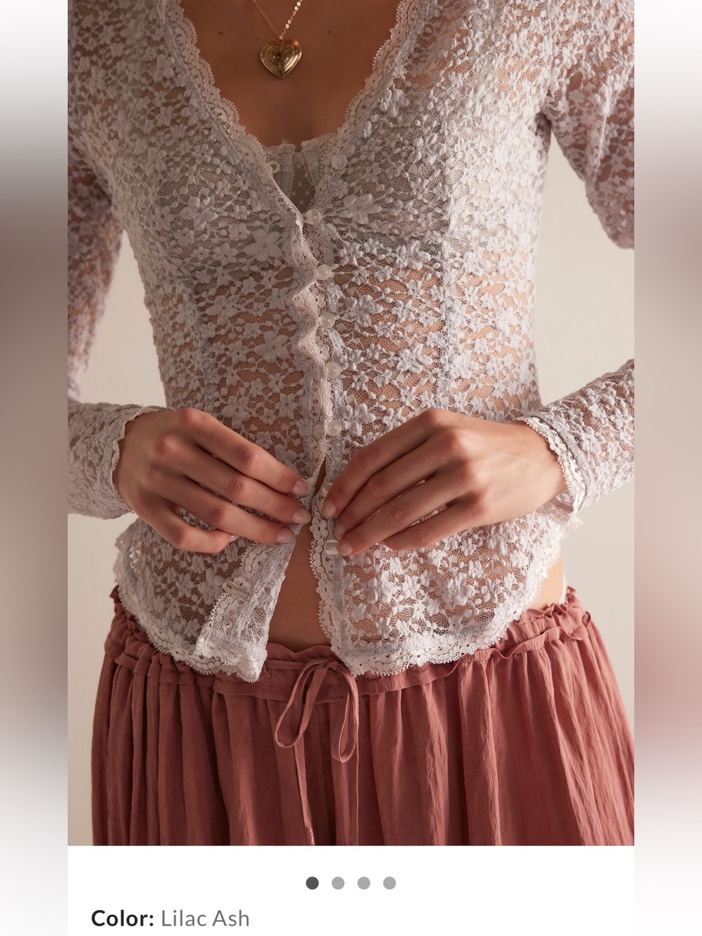 Free People Lara Lace Top in Lilac Ash